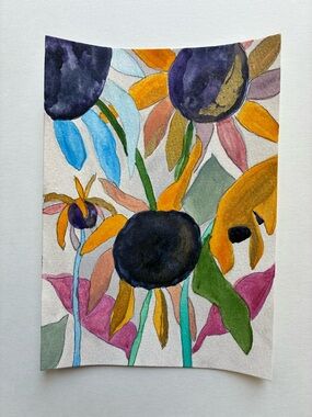 Abstract Sunflower Watercolor Art Multicolor